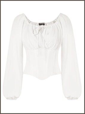 Corset Top Renaissance Peasant Blouse Off Shoulder Puff Sleeve Lace Up